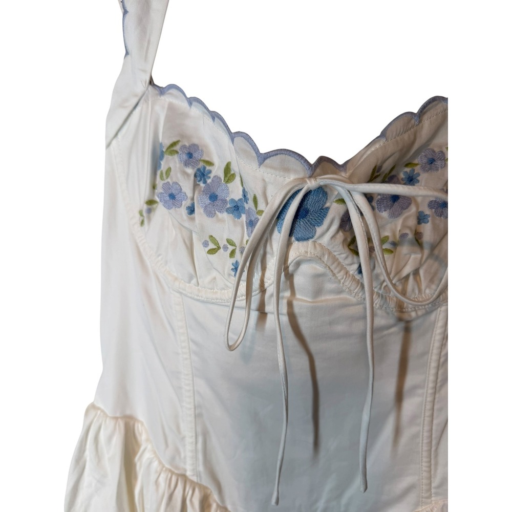 NWT For Love & Lemons Tea Time Poplin Bustier Mini Dress White Floral Medium - Picture 6 of 11